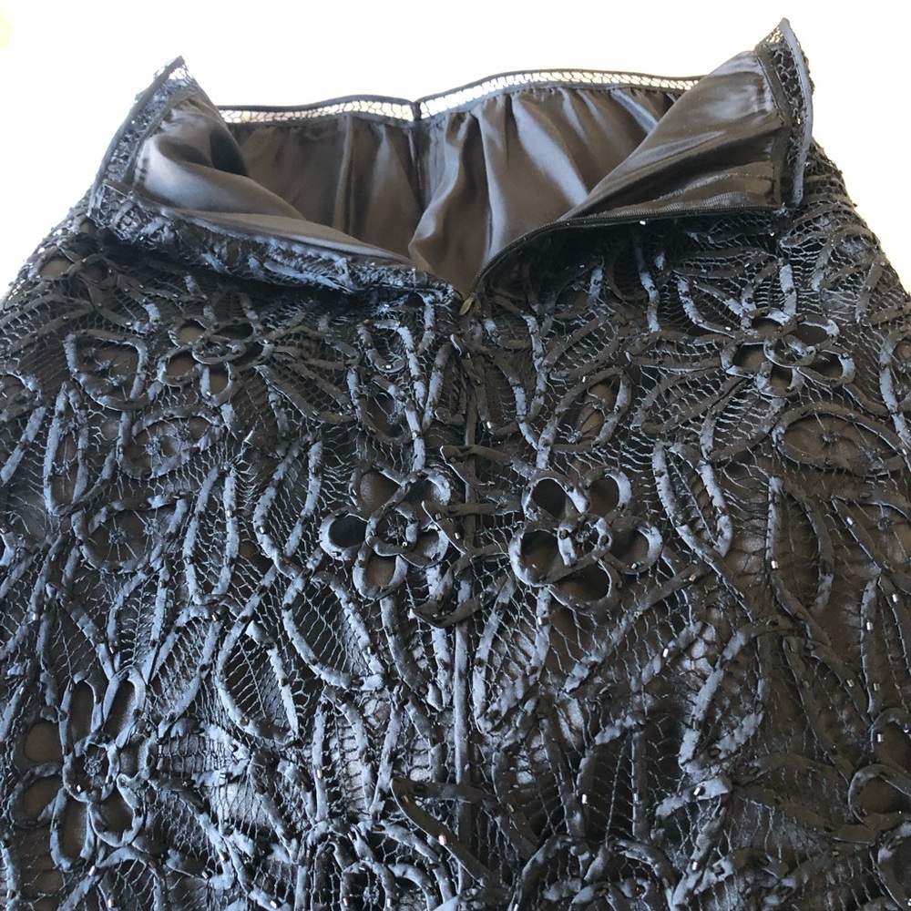 Silken Poetry Size Large Stylish Black 100% SILK Formal Lace Skirt and Top Set. - Picture 6 of 11